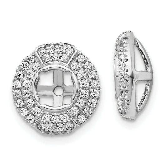 Solid 14k White Gold Simulated CZ Round Earring JacKets