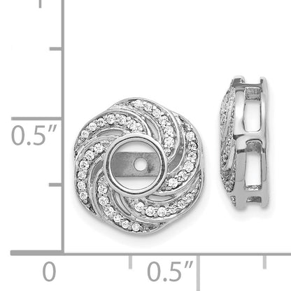 Solid 14k White Gold Swirl Simulated CZ JacKet Earrings