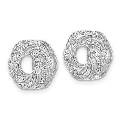 Solid 14k White Gold Swirl Simulated CZ JacKet Earrings