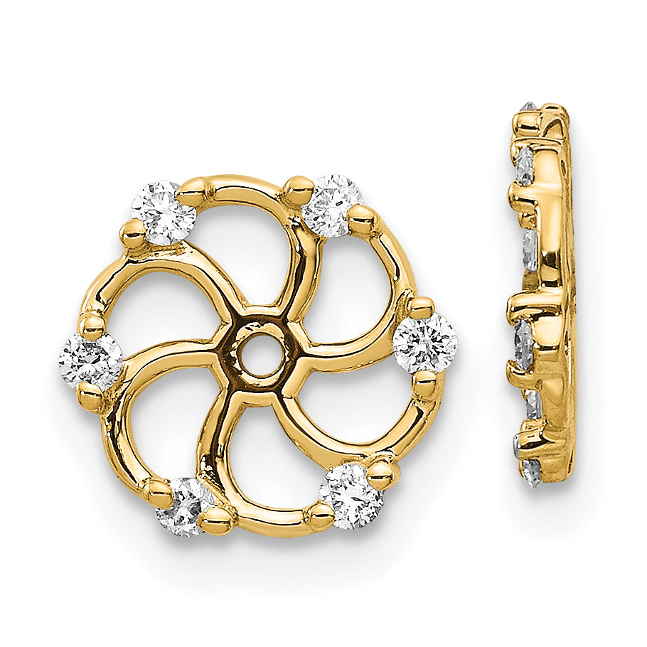 Solid 14k Yellow Gold AA Simulated CZ Earring JacKet