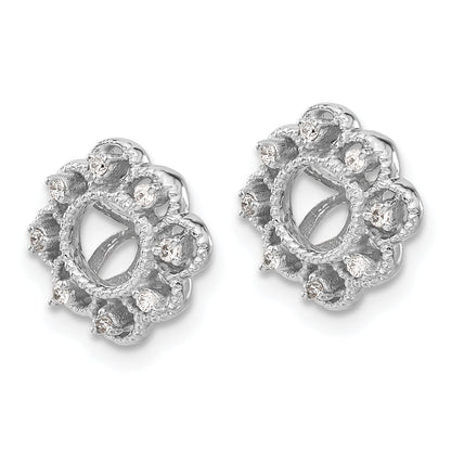 Solid 14k White Gold Fancy Simulated CZ Earring JacKets