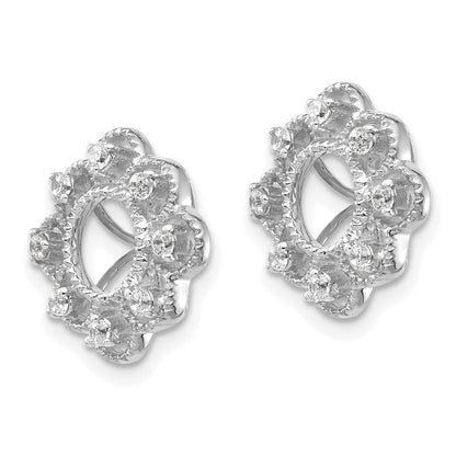 Solid 14k White Gold Fancy Simulated CZ Earring JacKets