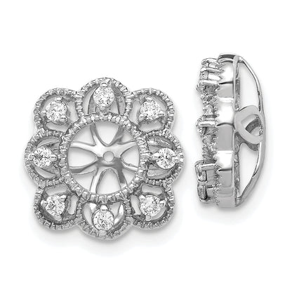 Solid 14k White Gold Fancy Simulated CZ Earring JacKets