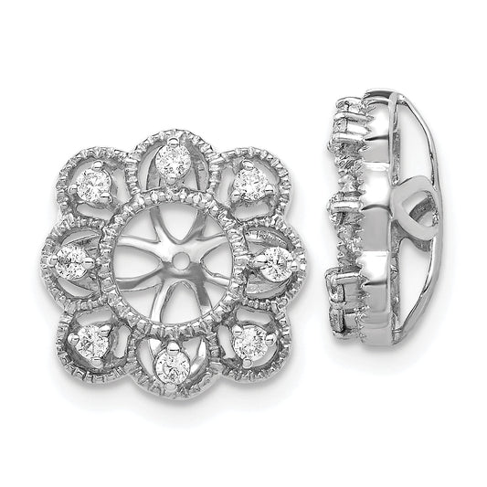 Solid 14k White Gold Fancy Simulated CZ Earring JacKets