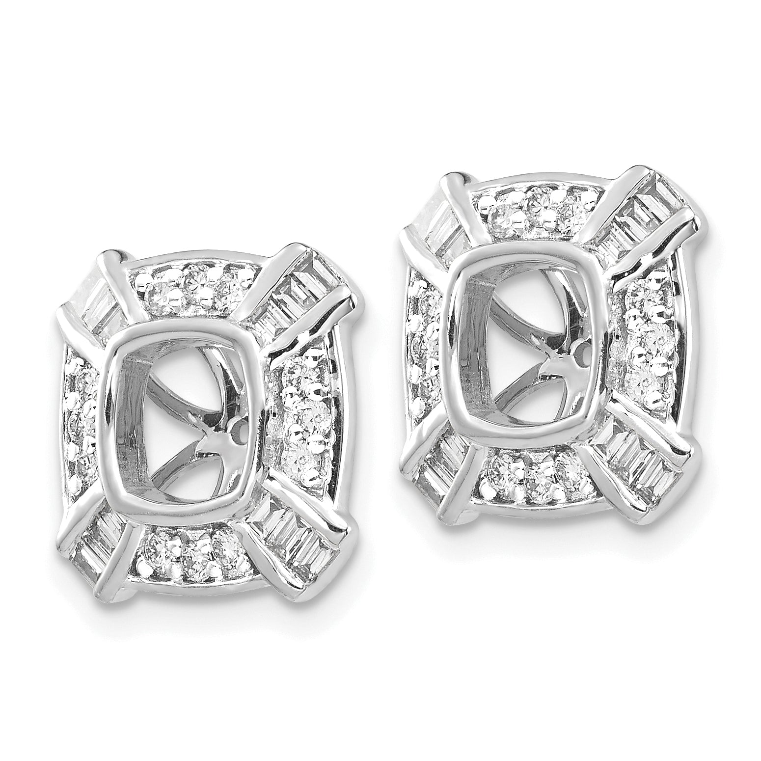 Solid 14k White Gold Fancy Simulated CZ Earring JacKets