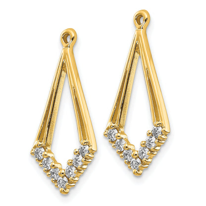 Solid 14k Yellow Gold AA Simulated CZ Shaped Earring JacKet