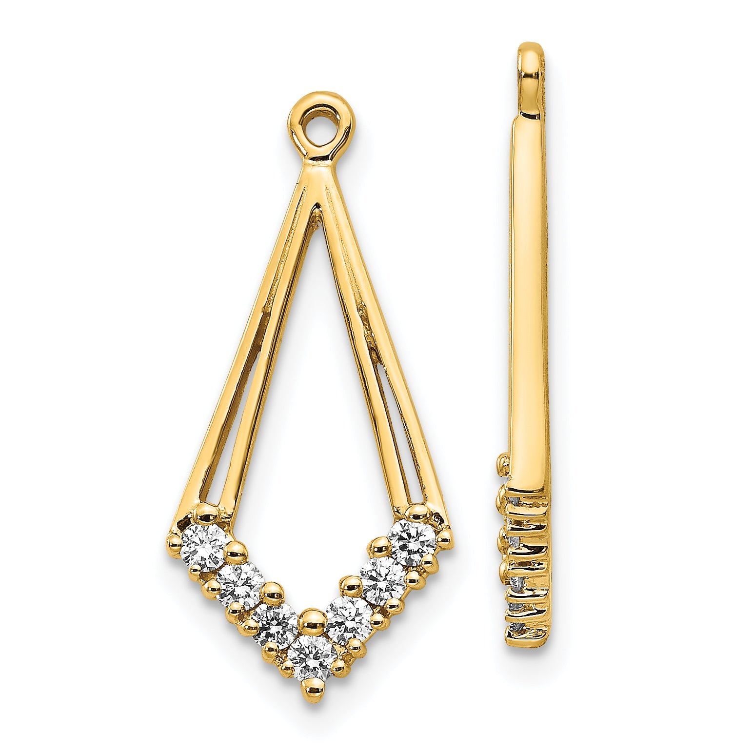 Solid 14k Yellow Gold AA Simulated CZ Shaped Earring JacKet