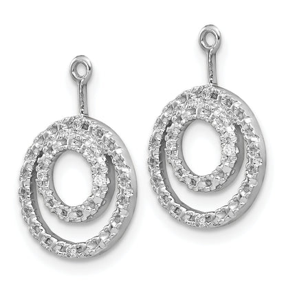 Solid 14k White Gold Double Circle Simulated CZ Earring JacKets