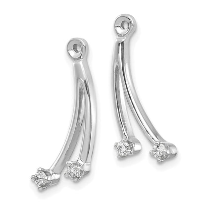 Solid 14k White Gold AA 2 Stone Dangle Simulated CZ Earring JacKet