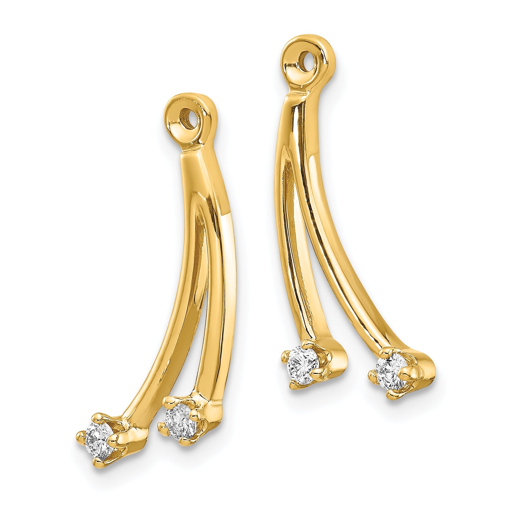Solid 14k Yellow Gold 2 Stone Dangle Simulated CZ Earring JacKets