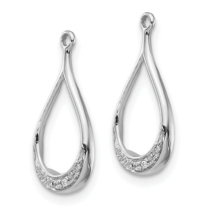Solid 14k White Gold Simulated CZ Earring JacKets