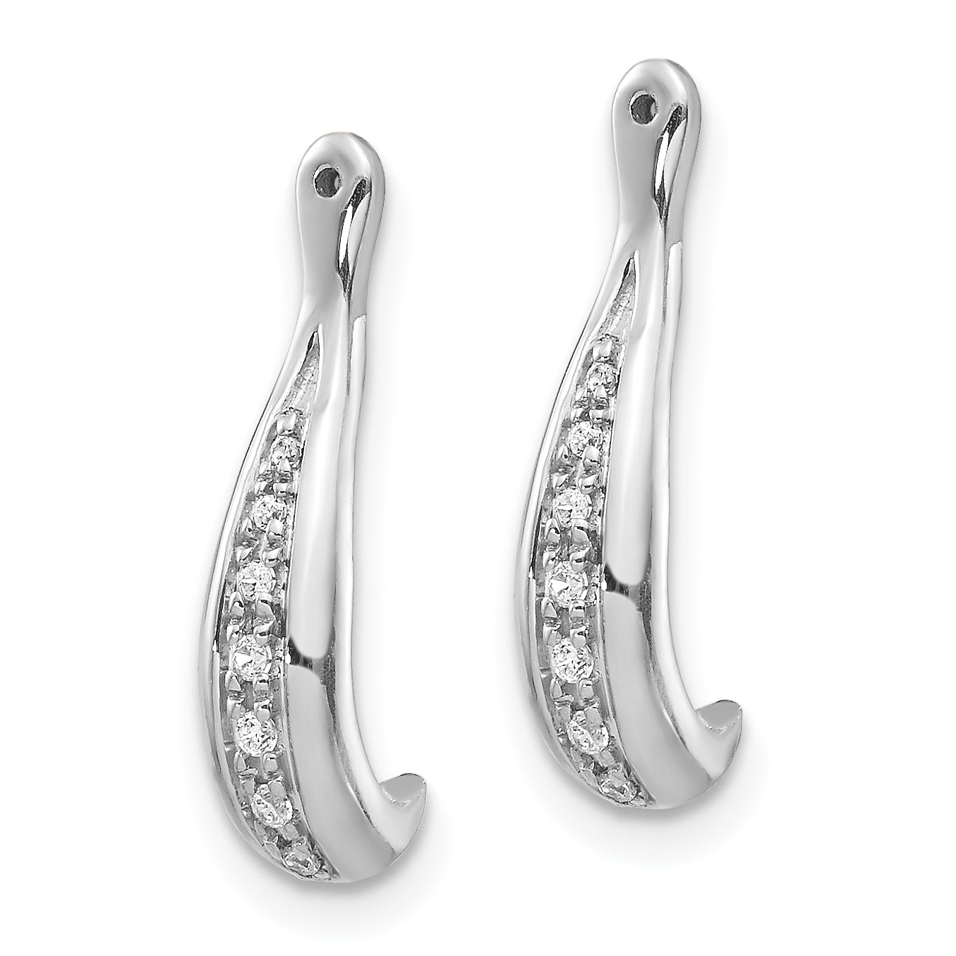 Solid 14k White Gold Simulated CZ Earring JacKets