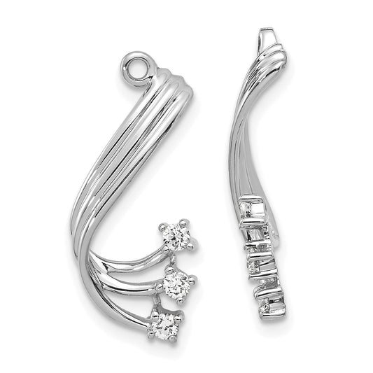 Solid 14k White Gold AA Fancy Twist Simulated CZ Earring JacKet