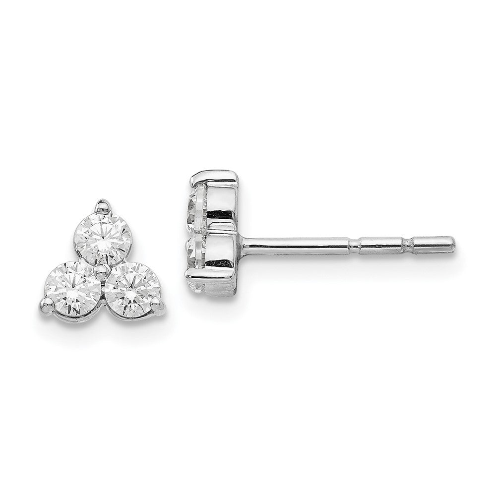 14k White Gold Real Diamond 3-stone Earrings EM1000-050-WAA