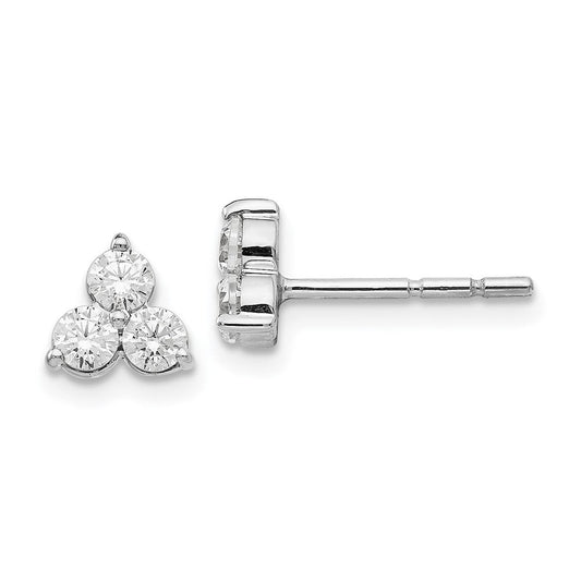 14k White Gold Real Diamond 3-stone Earrings EM1000-050-WAA