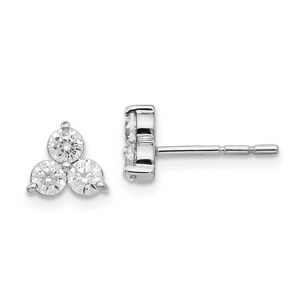 14k White Gold Real Diamond 3-stone Earrings EM1000-075-WAA