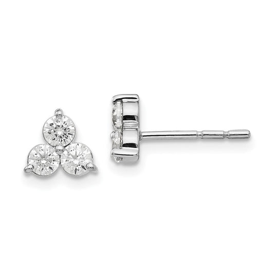 14k White Gold Real Diamond 3-stone Earrings EM1000-075-WAA
