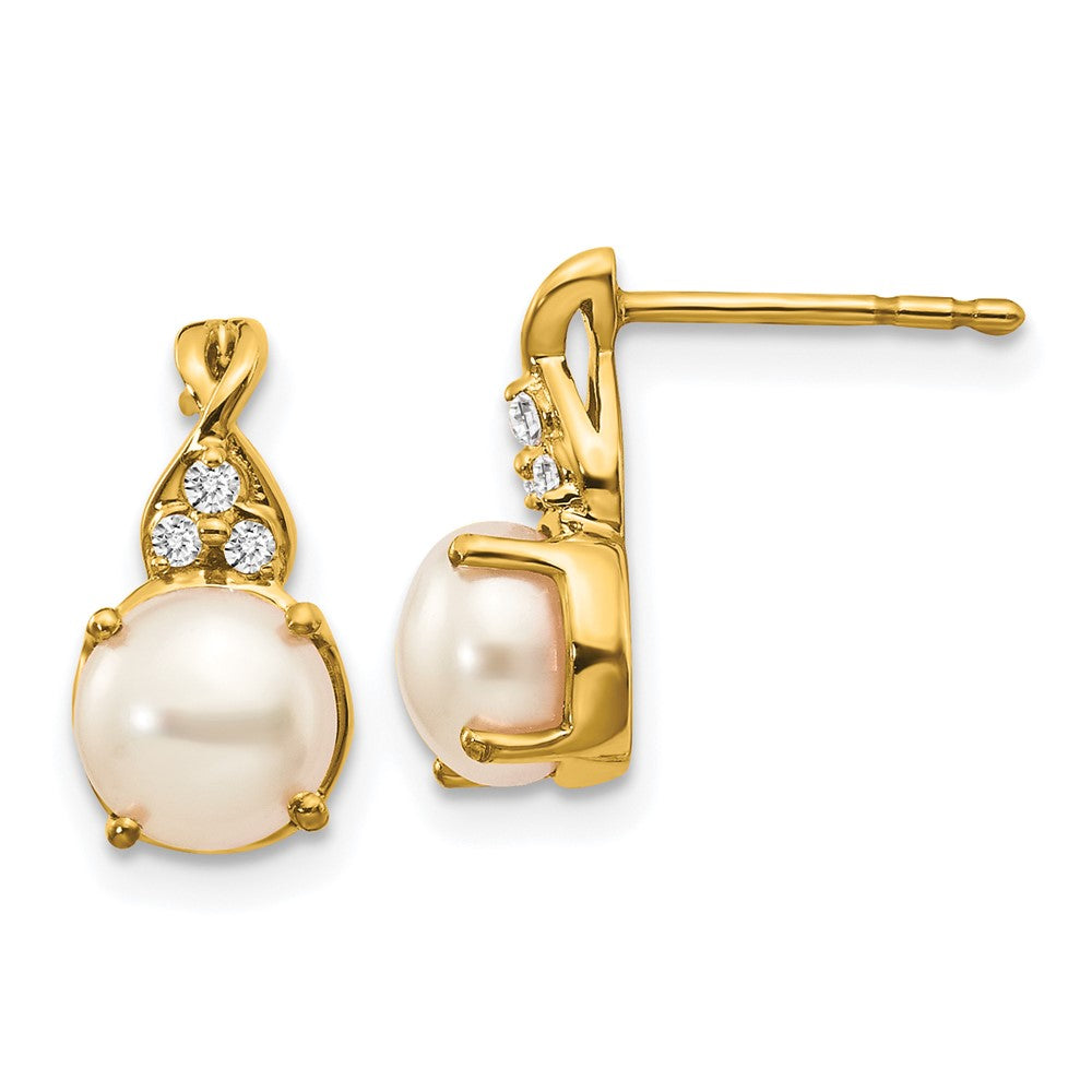 14k Yellow Gold FWC Pearl and Real Diamond Earrings EM3625-PL-006-YA