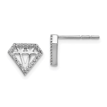 14k White Gold Real Diamond Gemstone-Shaped Earrings EM3697-014-WA