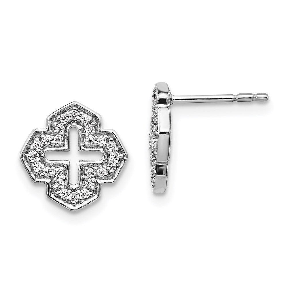 14k White Gold Real Diamond Fancy Post Earrings EM3699-020-WA