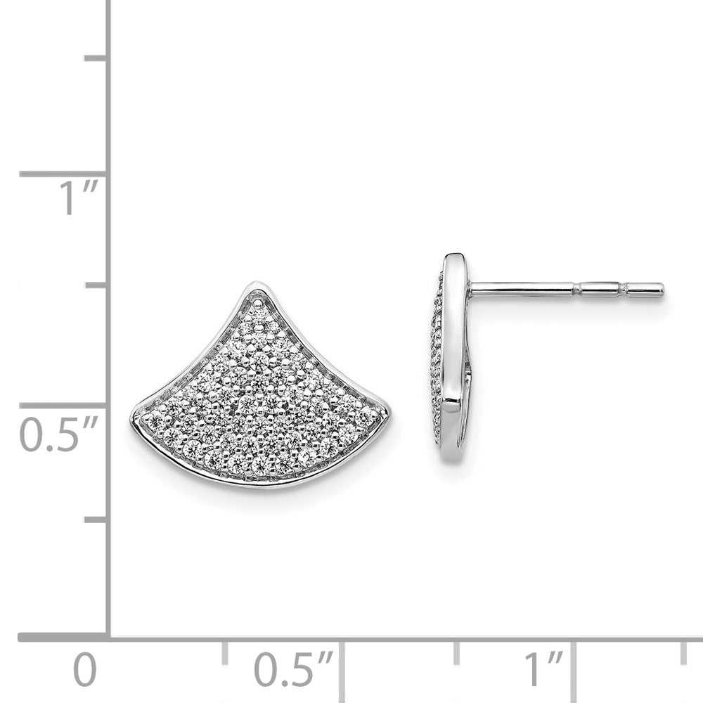Solid 14k White Gold Simulated CZ Fancy Post Earrings