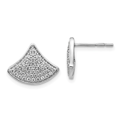Solid 14k White Gold Simulated CZ Fancy Post Earrings
