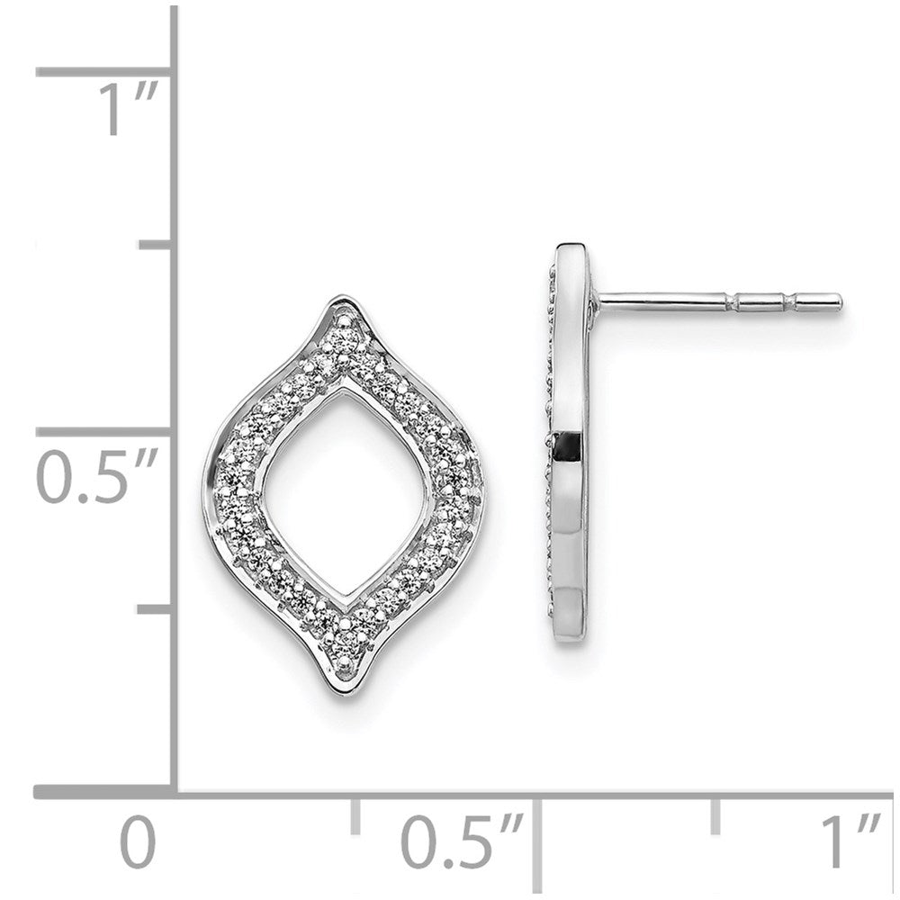 Solid 14k White Gold Simulated CZ Fancy Post Earrings