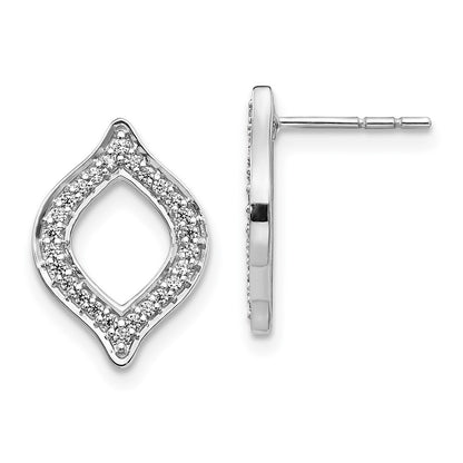 Solid 14k White Gold Simulated CZ Fancy Post Earrings