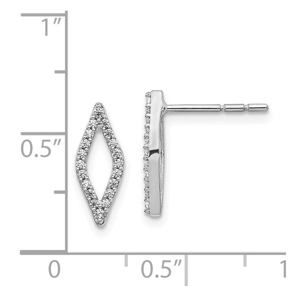 Solid 14k White Gold Simulated CZ Fancy Earrings