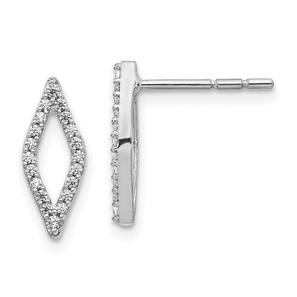 Solid 14k White Gold Simulated CZ Fancy Earrings