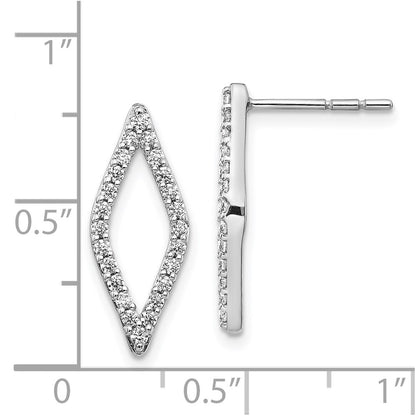 Solid 14k White Gold Simulated CZ Fancy Earrings