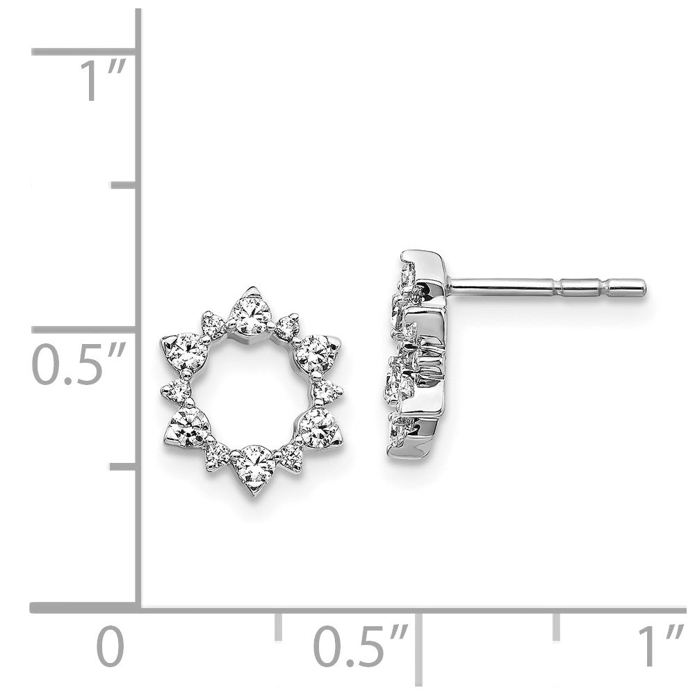 Solid 14k White Gold Simulated CZ Fancy Sunburst Earrings