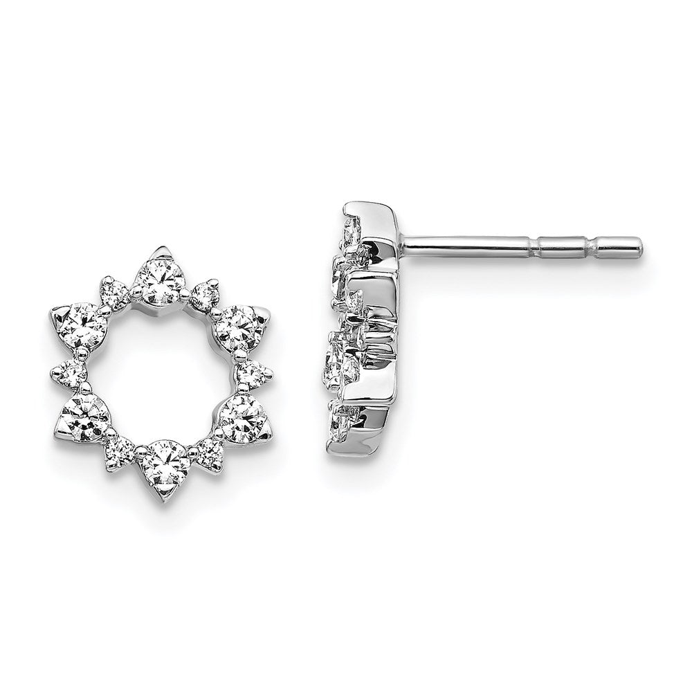 14k White Gold Real Diamond Fancy Sunburst Earrings EM3704-040-WA