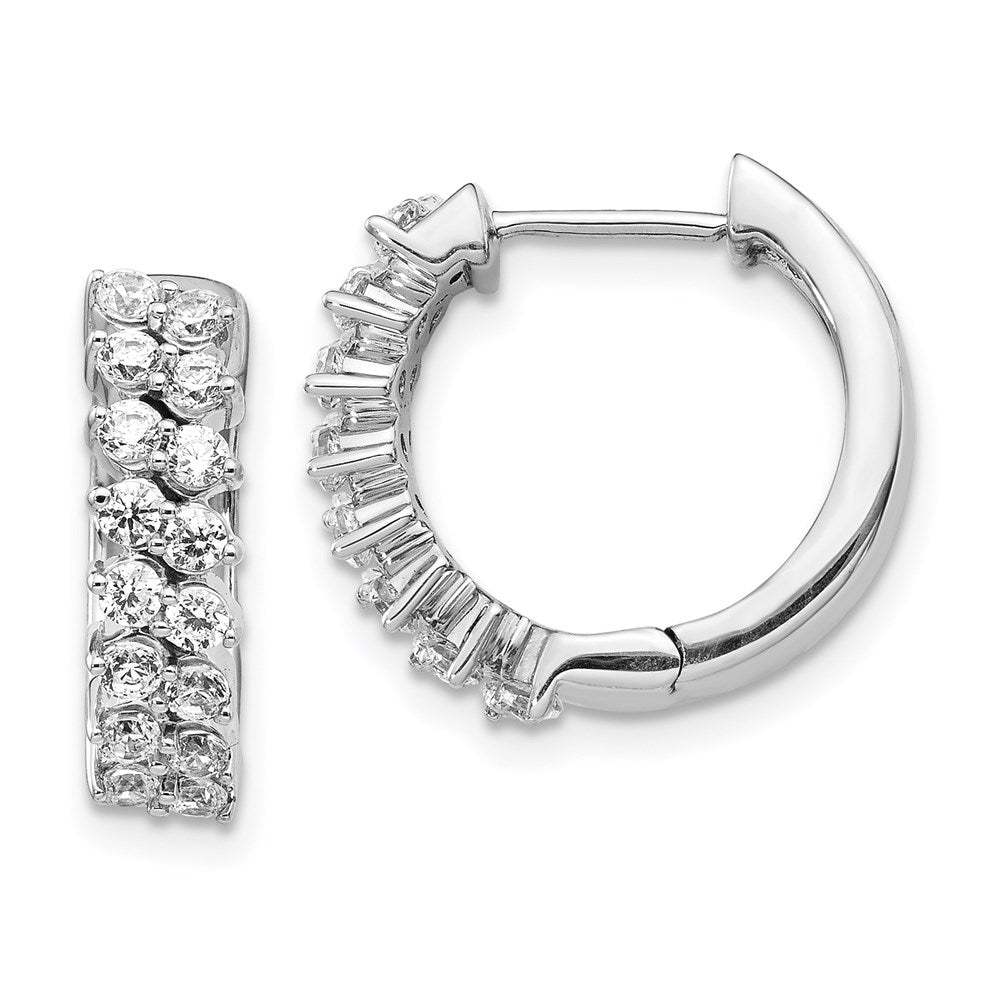 14k White Gold Real Diamond Hinged Hoop Earrings EM3717-100-WA