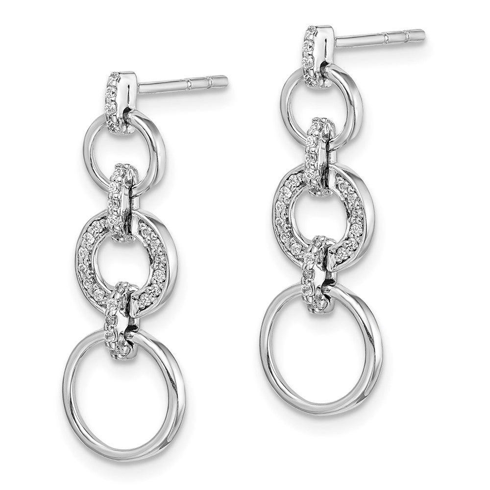 Solid 14k White Gold Simulated CZ Fancy Dangle Earrings