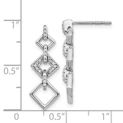 Solid 14k White Gold Simulated CZ Fancy Dangle Earrings