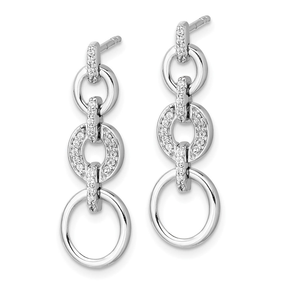 Solid 14k White Gold Simulated CZ Fancy Dangle Earrings