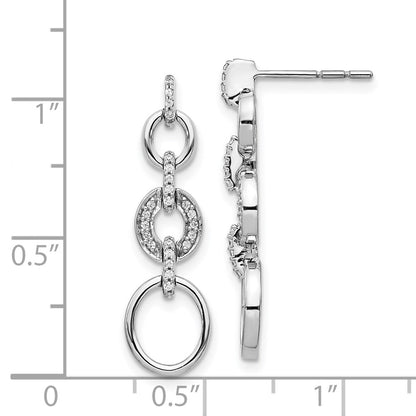 Solid 14k White Gold Simulated CZ Fancy Dangle Earrings