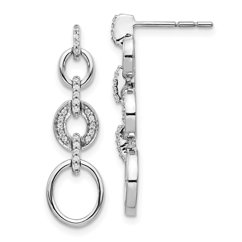 14k White Gold Real Diamond Fancy Dangle Earrings EM3721-014-WA