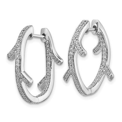 Solid 14k White Gold Simulated CZ Fancy Earrings