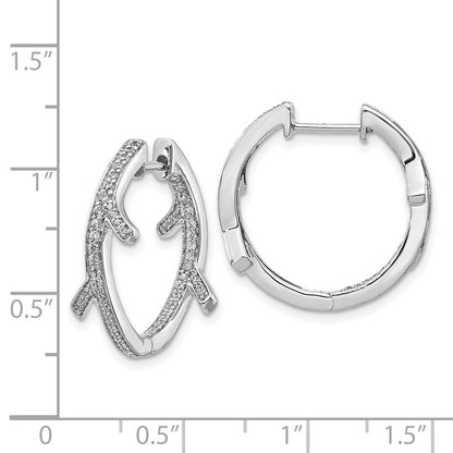 Solid 14k White Gold Simulated CZ Fancy Earrings