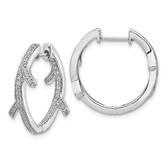 Solid 14k White Gold Simulated CZ Fancy Earrings