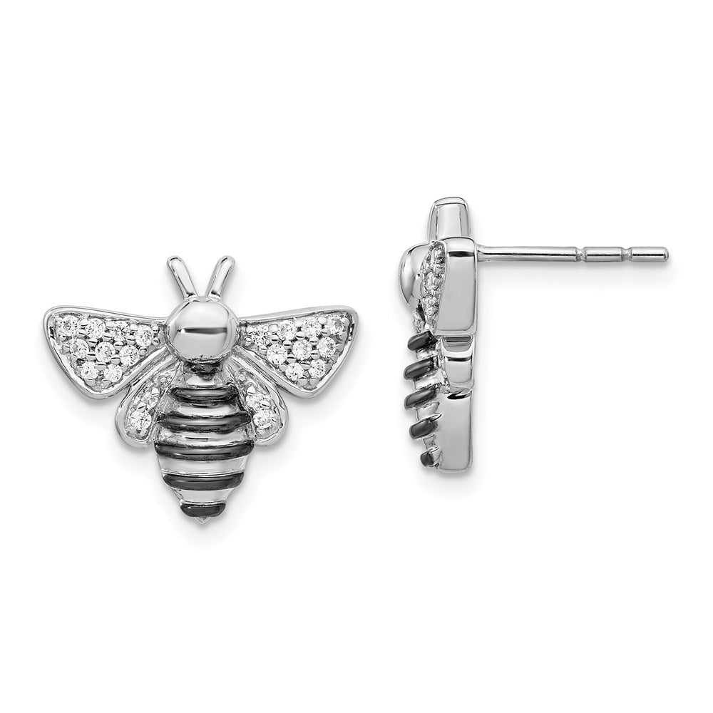 14k White Gold Real Diamond Bee Earrings EM3757-025-WA