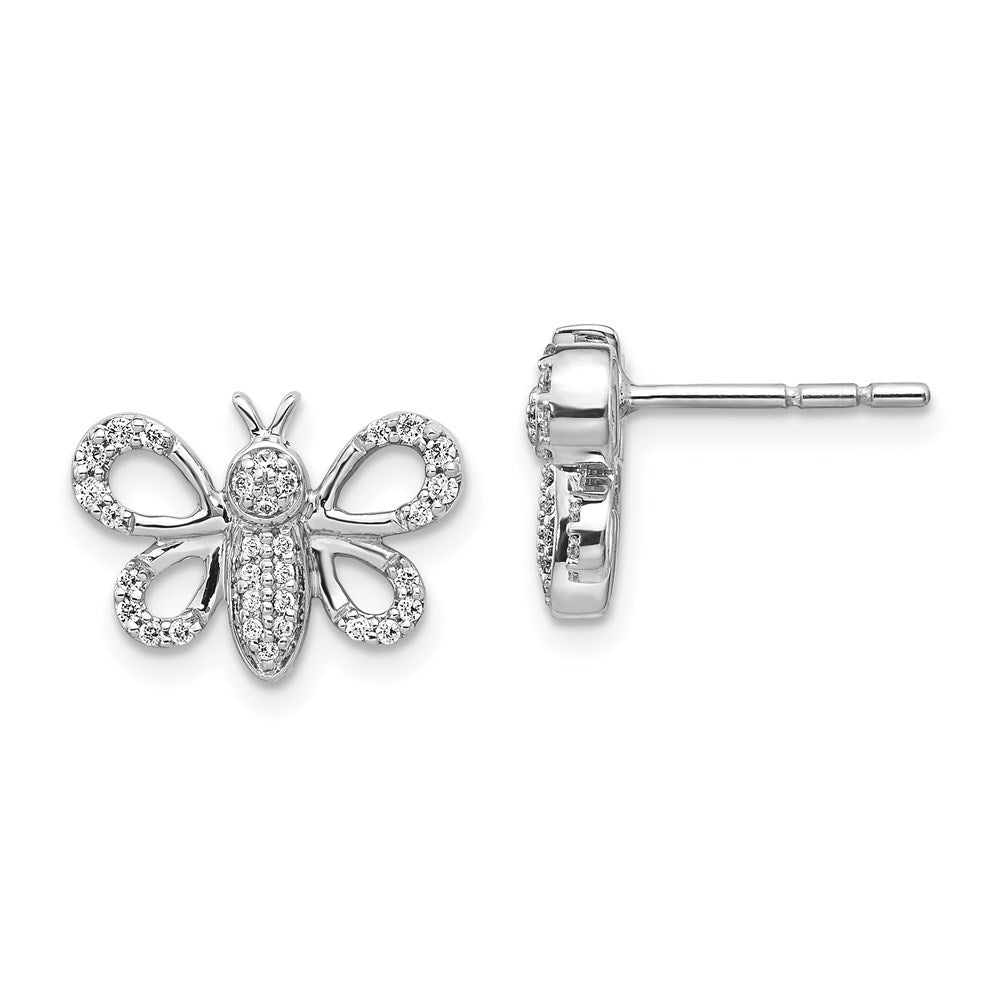 14k White Gold Real Diamond Bee Earrings EM3758-025-WA