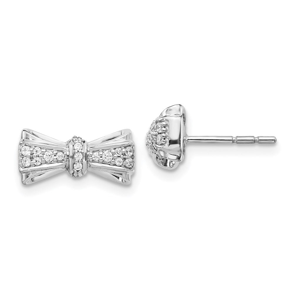 14k White Gold Real Diamond Bow Post Earrings EM3767-016-WA