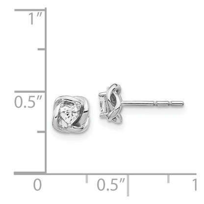 Solid 14k White Gold Fancy Twist Simulated CZ Earrings