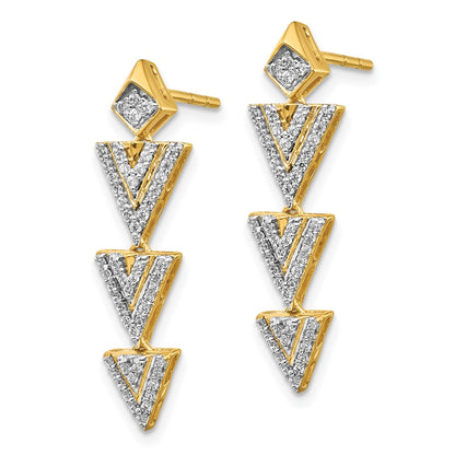 Solid 14k Yellow Gold Simulated CZ Fancy Earrings