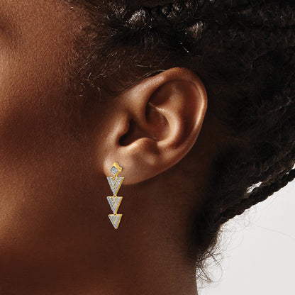 Solid 14k Yellow Gold Simulated CZ Fancy Earrings