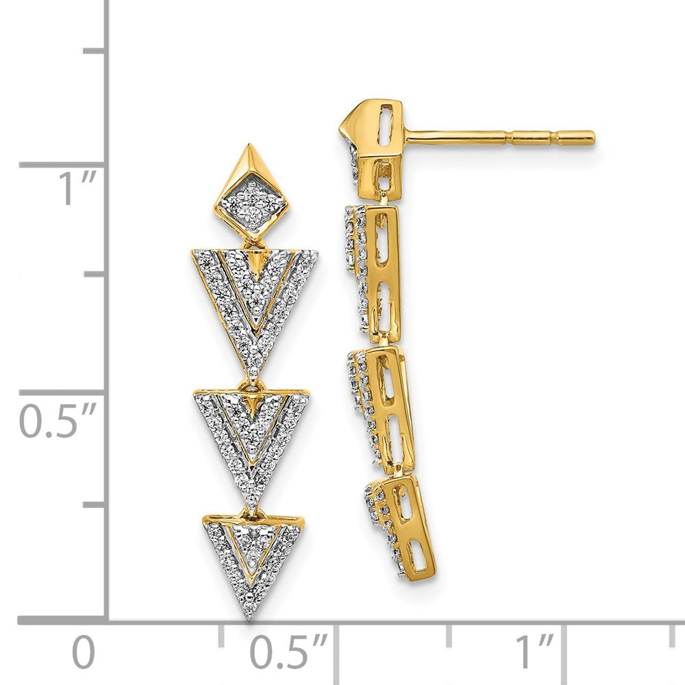 Solid 14k Yellow Gold Simulated CZ Fancy Earrings