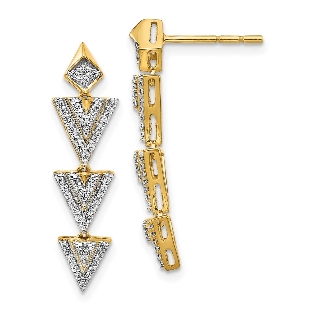 Solid 14k Yellow Gold Simulated CZ Fancy Earrings